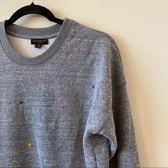 Anthropologie "Current Air" Polka Dot Heather Grey Sweatshirt (XS) - Picture 5 of 9
